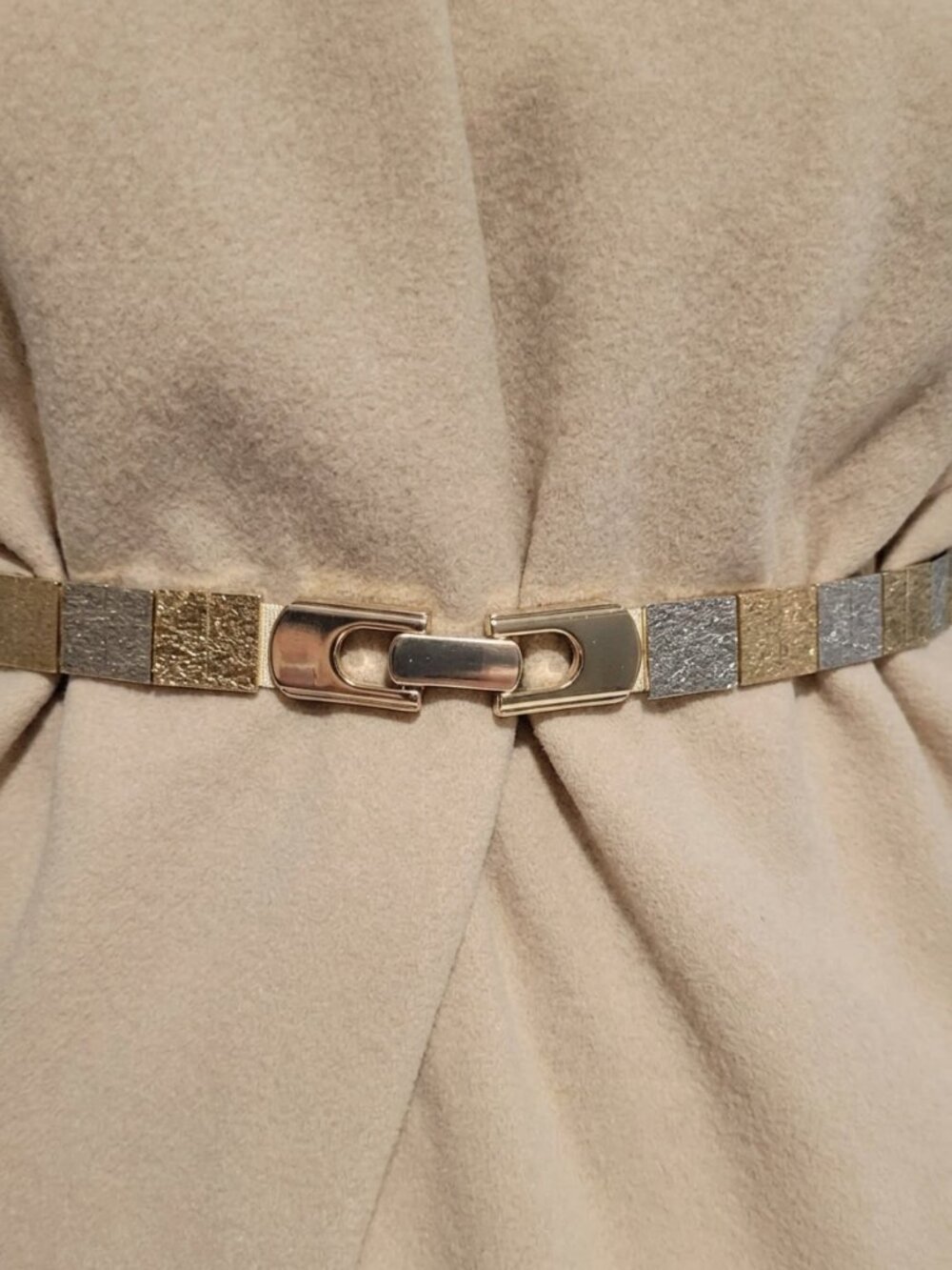 Women's Mixed Metal Belt with Gold Buckle Size XS
